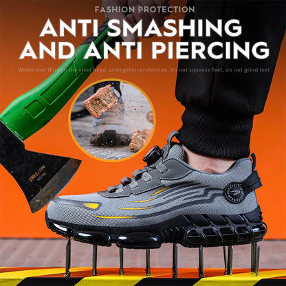 BOA Safety Shoes Men Mesh Upper Steel Toe anti Slip Breathable Shock Absorbing Lightweight Safety Shoes Men