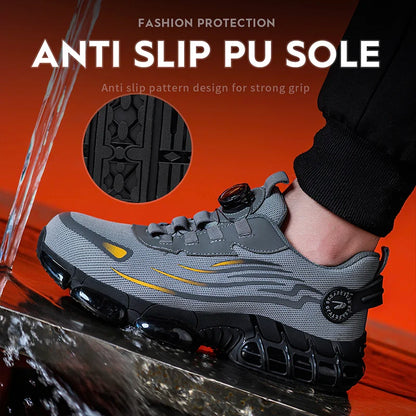 BOA Safety Shoes Men Mesh Upper Steel Toe anti Slip Breathable Shock Absorbing Lightweight Safety Shoes Men